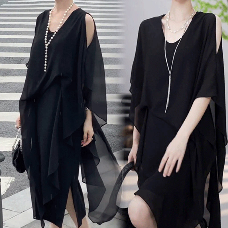 ✨أزياء جديدة وصلت حديثاً👗فستان نسائي طويل أنيق بحافة غير منتظمة بدون أكتاف